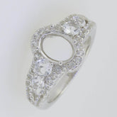 Sterling Silver Semi Mount Ring Setting Oval OV 9x7mm White Topaz PJC2771R - Syzjewelry